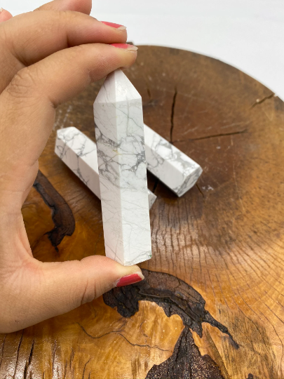 Natural Howlite Wand, Obelisk Crystal Point, Howlite Tower, Crystal Point, Howlite Polished Points, 3 inch Howlite Crystal for Creativity