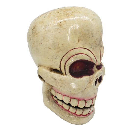 Hand Carved Wood Skull/Wooden Skull Sculpture/Wood Carving Statue from Nepal/Handmade Skull/Symbol of Transformation/Fantasy Collectible Art