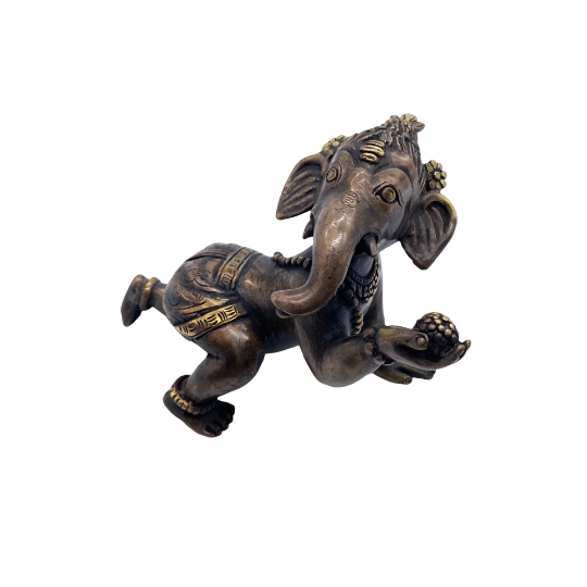 Brass Ganesh Statue, Sitting Ganesha Idol, Lord Ganesh Figurine, God of New Beginnings, Hindu Deity for Altar, Yoga Studio Decor, Vinayaka