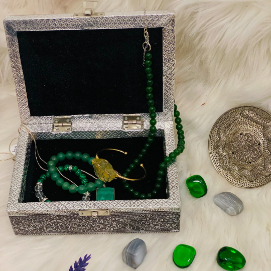 Om Engraved Metal Jewelry Box