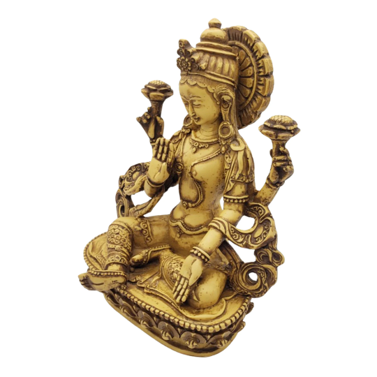 Lakshmi Statue,Goddess of Wealth,Hindu Goddess,Laxmi Statue,Resin,Handcarved Laxmi,God of Money,Fortune,Buddhist Diety,7 inch Colorful Laxmi