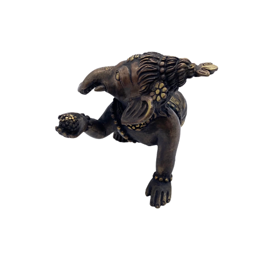 Brass Ganesh Statue, Sitting Ganesha Idol, Lord Ganesh Figurine, God of New Beginnings, Hindu Deity for Altar, Yoga Studio Decor, Vinayaka