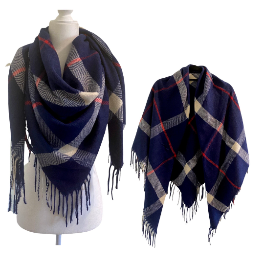 Plaid Blanket Oversized Winter Scarf/Shawl