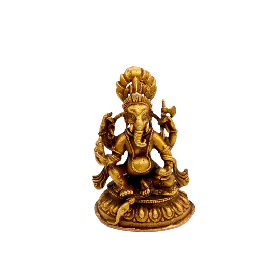 Gold Plated Ganesh Statue, Ganesha Figurine, God of Good luck, Brass Ganesh Idol, 3" Ganesha Copper Statue, Hindu God, Altar Decor, Vinayak