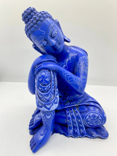 12 inches Tall Resting Buddha Statue, Buddha for Home Decor, Unique Buddha Statue, Garden Budhha, Haindpainted Buddha,Thinking Buddha