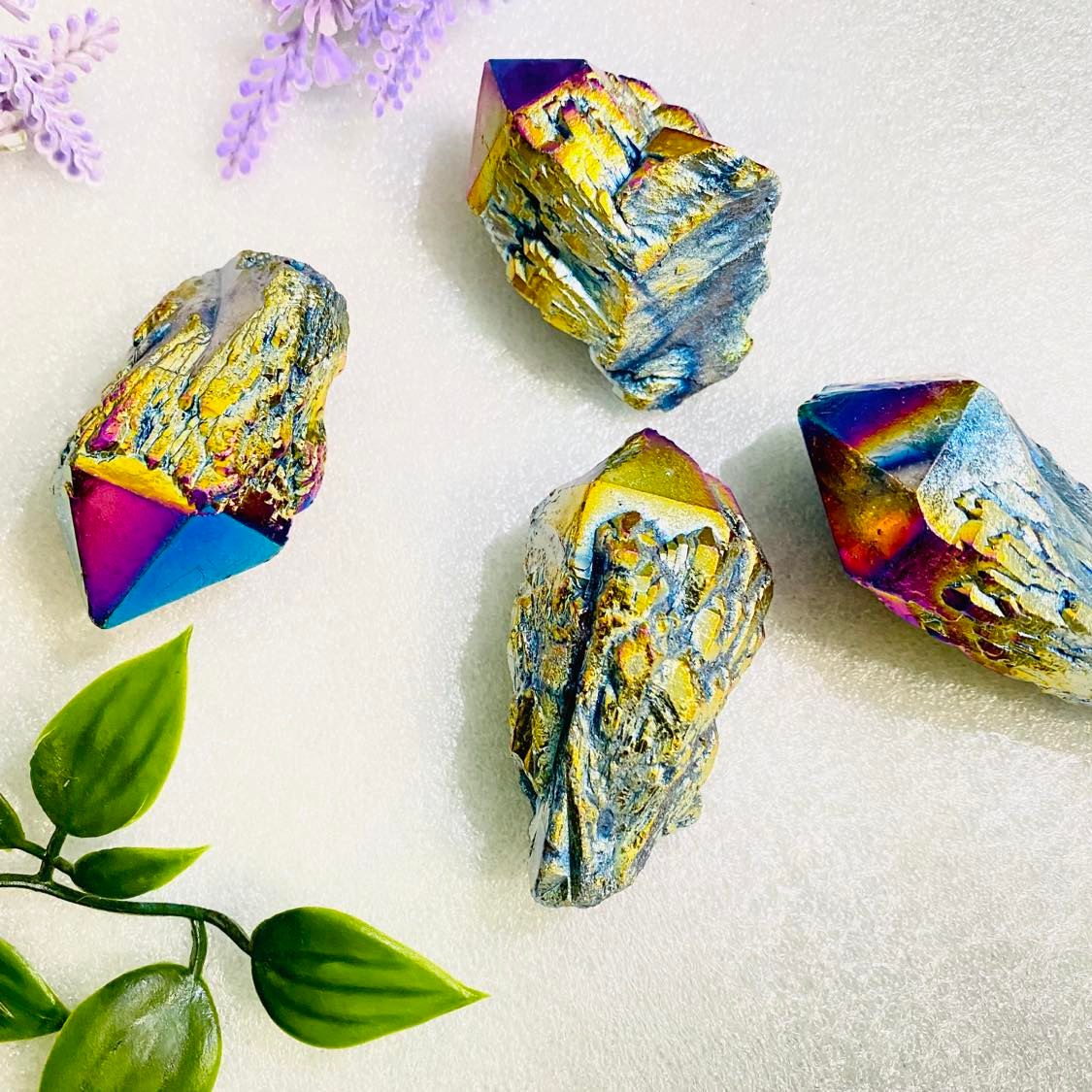 Rainbow Titanium Aura Quartz Crystal