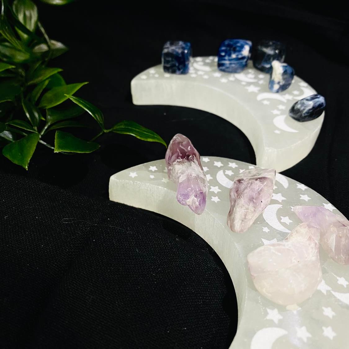 Moon Shape Selenite Charging Plate