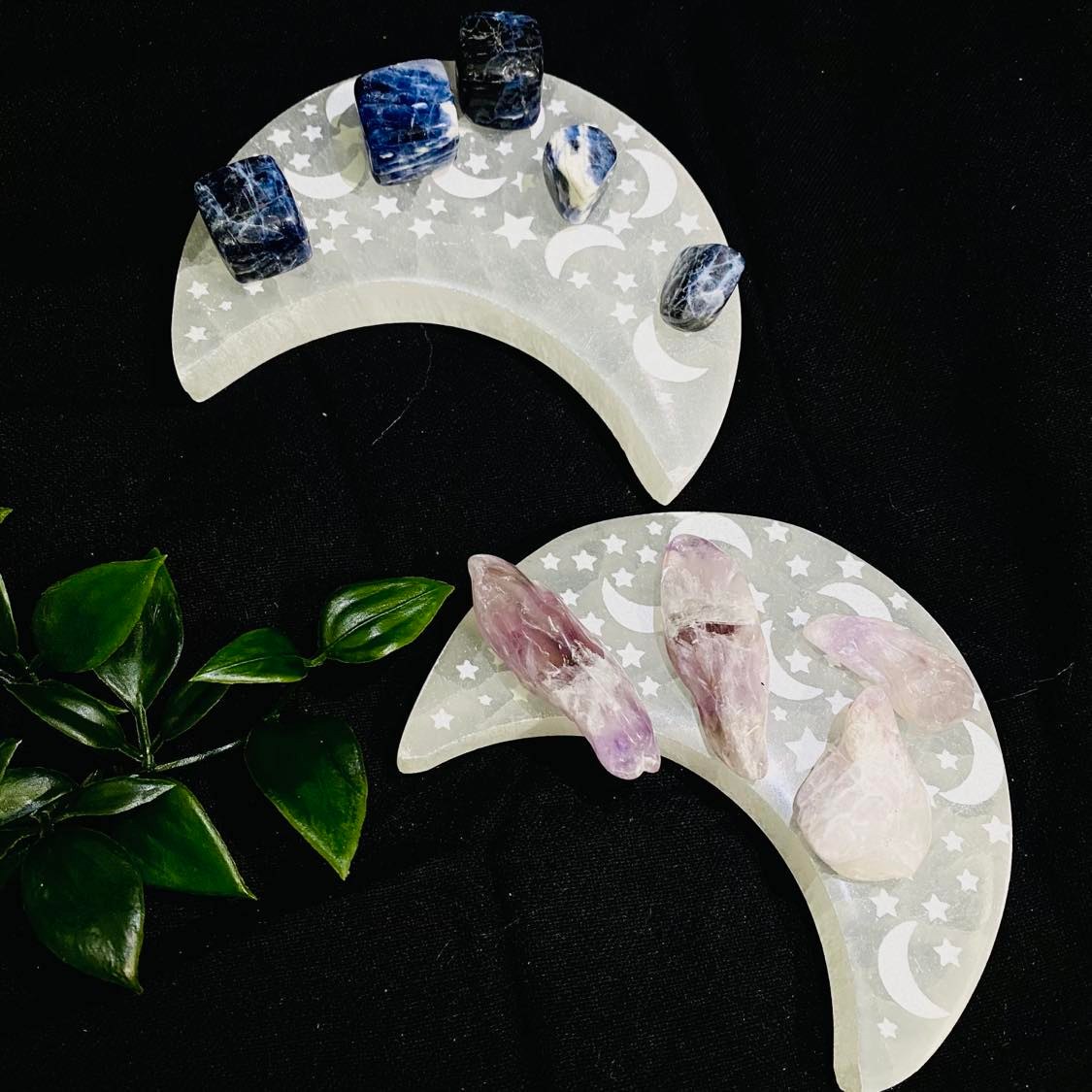Moon Shape Selenite Charging Plate