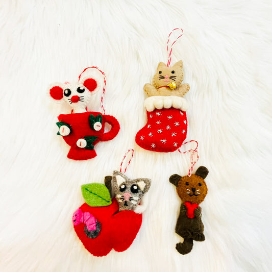 Felted Cat Christmas Ornaments/Holiday Decoration