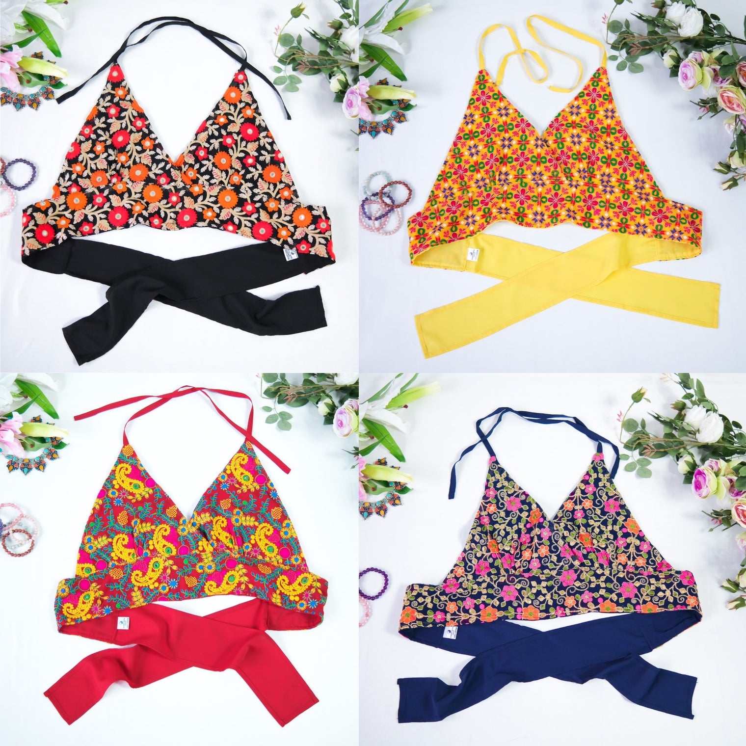 Psychedelic Vintage Hand Embroidered Halter Top
