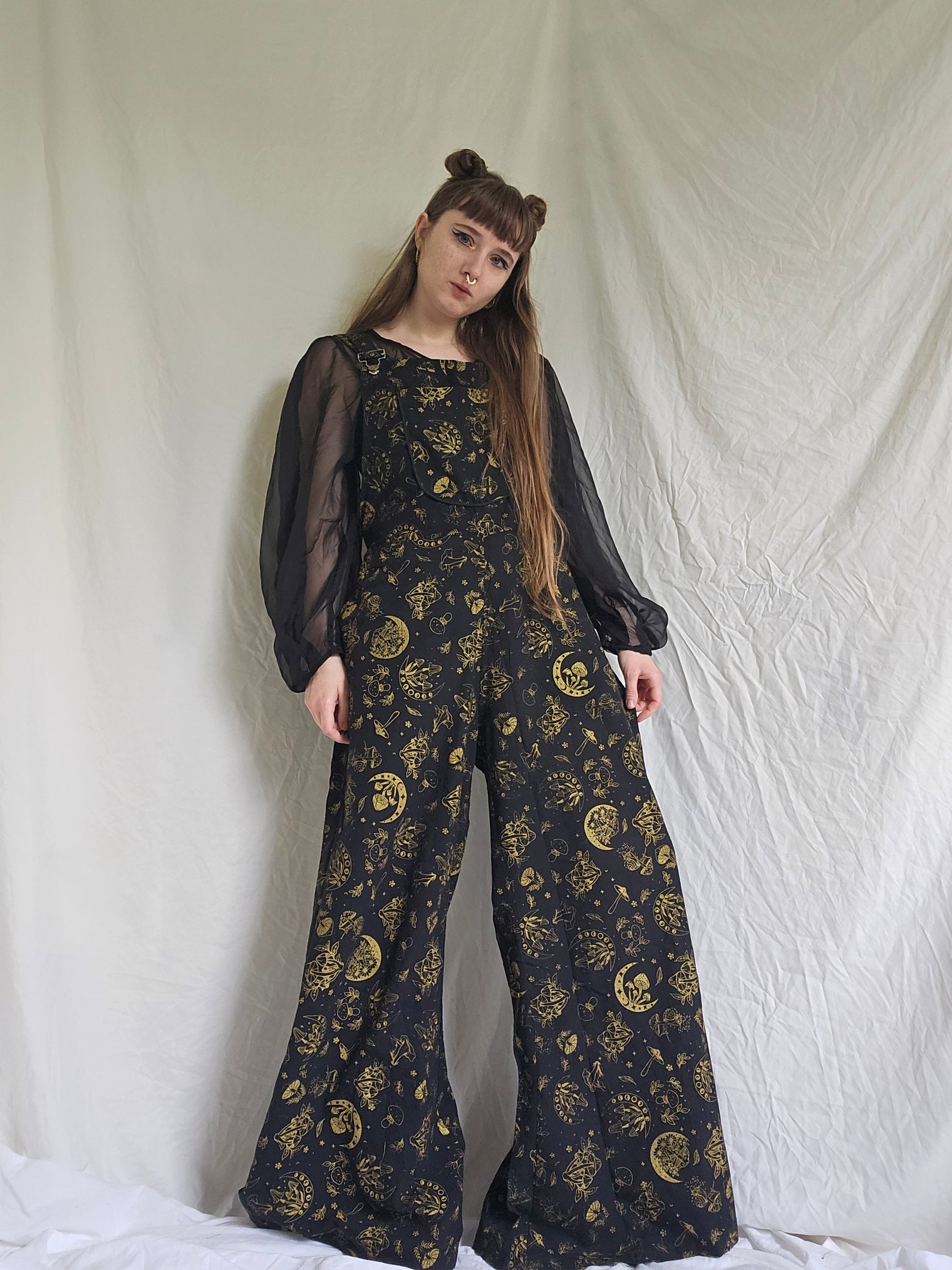 Magical Celestial/Mushroom Bell Bottom Jumpsuit