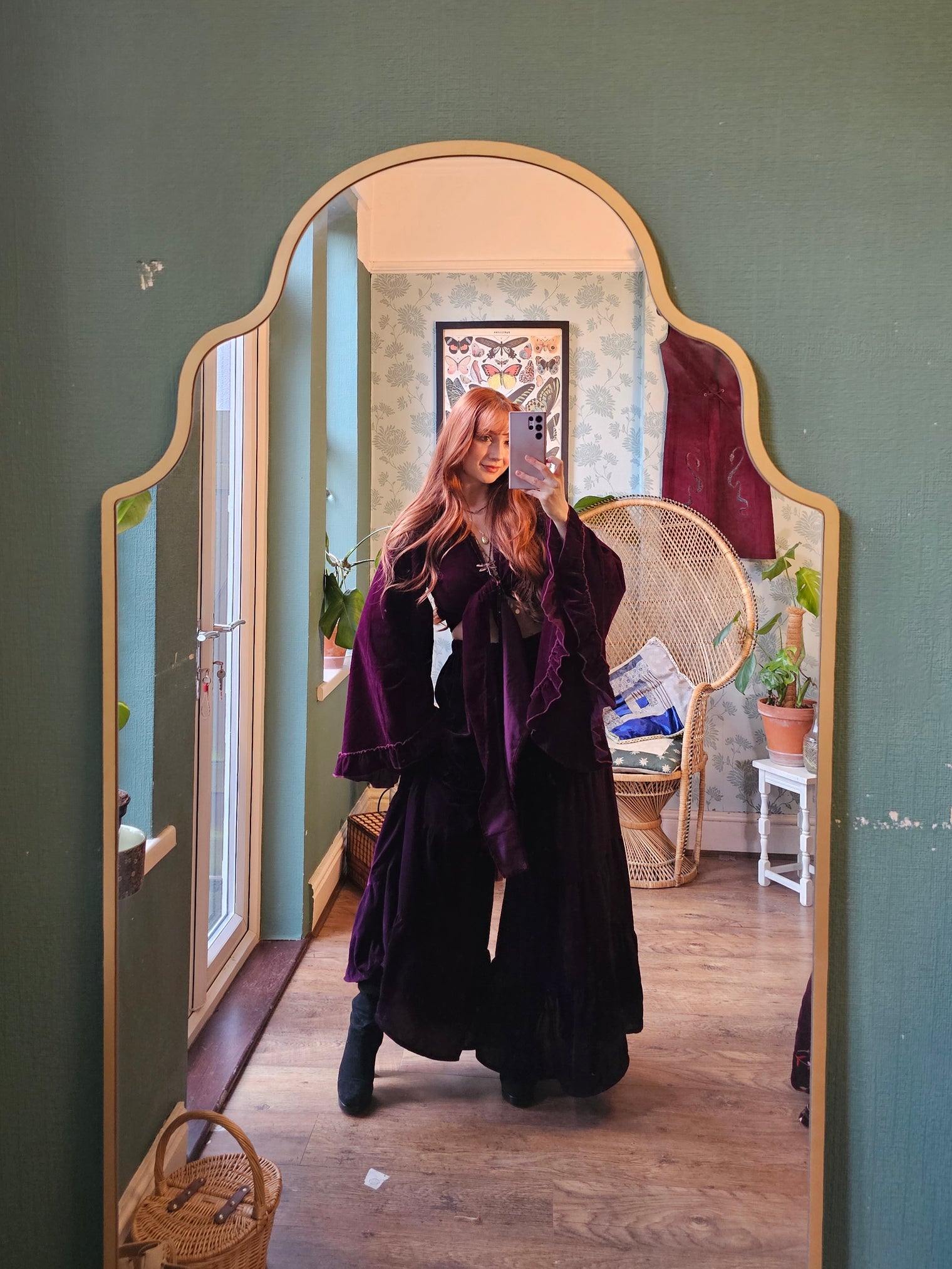 Velvet Dream Tiered Flowy Pants with Ruffle Wrap Top