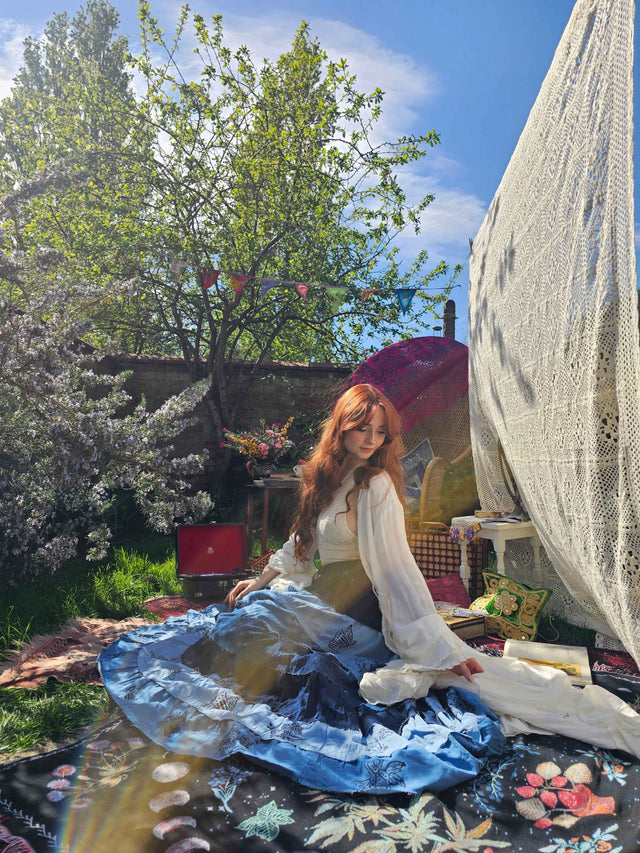 Moonlit Boho Duster with Ruffle Sleeve