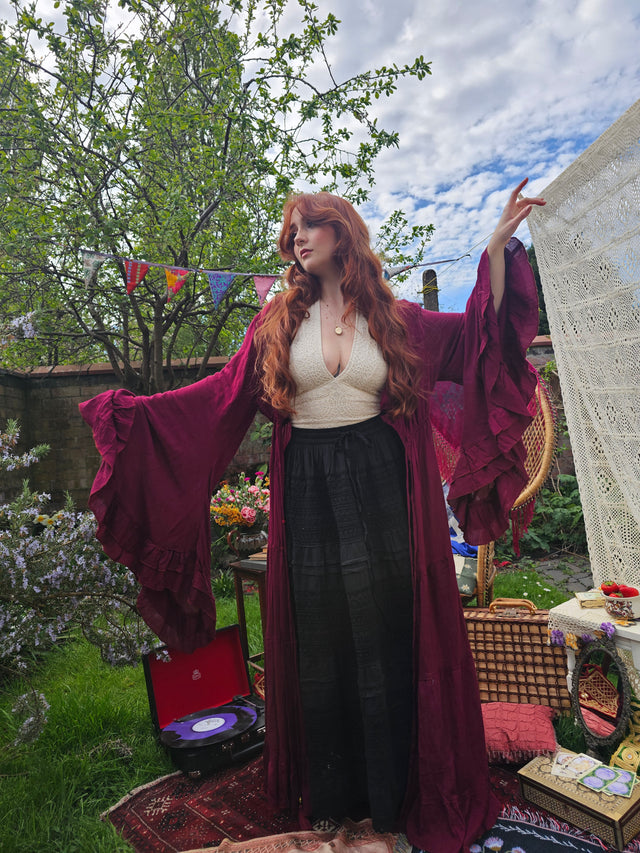Moonlit Boho Duster with Ruffle Sleeve