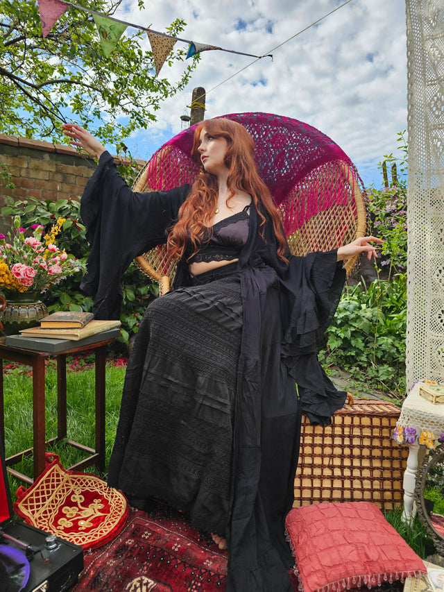 Moonlit Boho Duster with Ruffle Sleeve