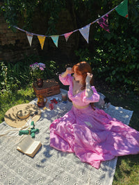 Gingham Flowy Skirt with Puff Sleeve Top