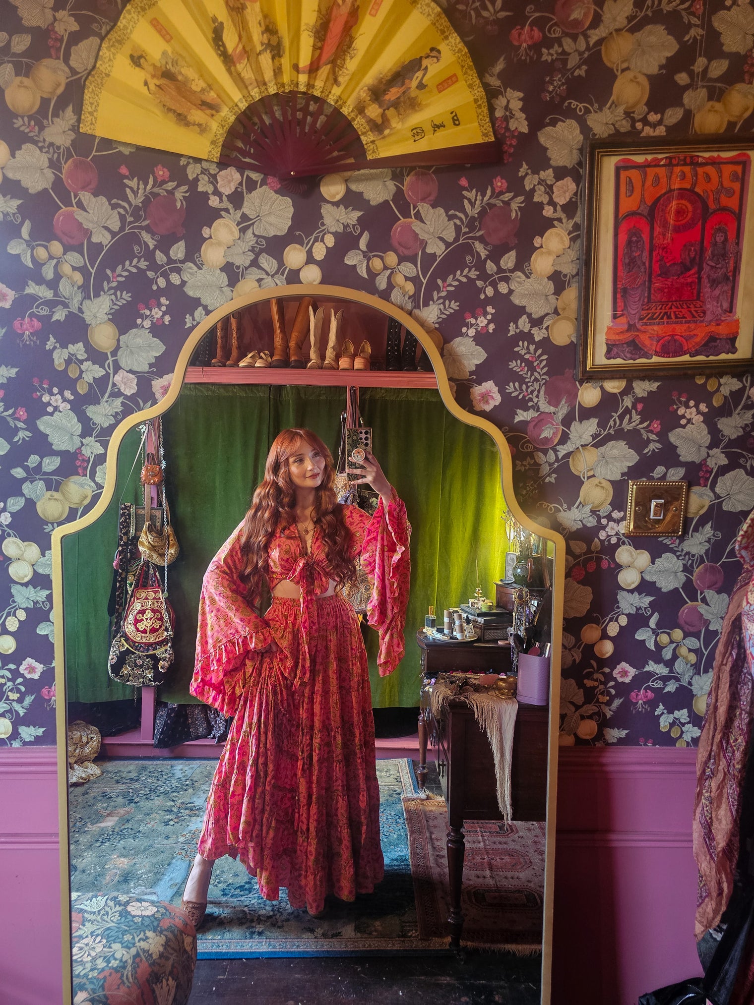 Wanderer Aviary Flowy Skirt and Ruffle Sleeve Top