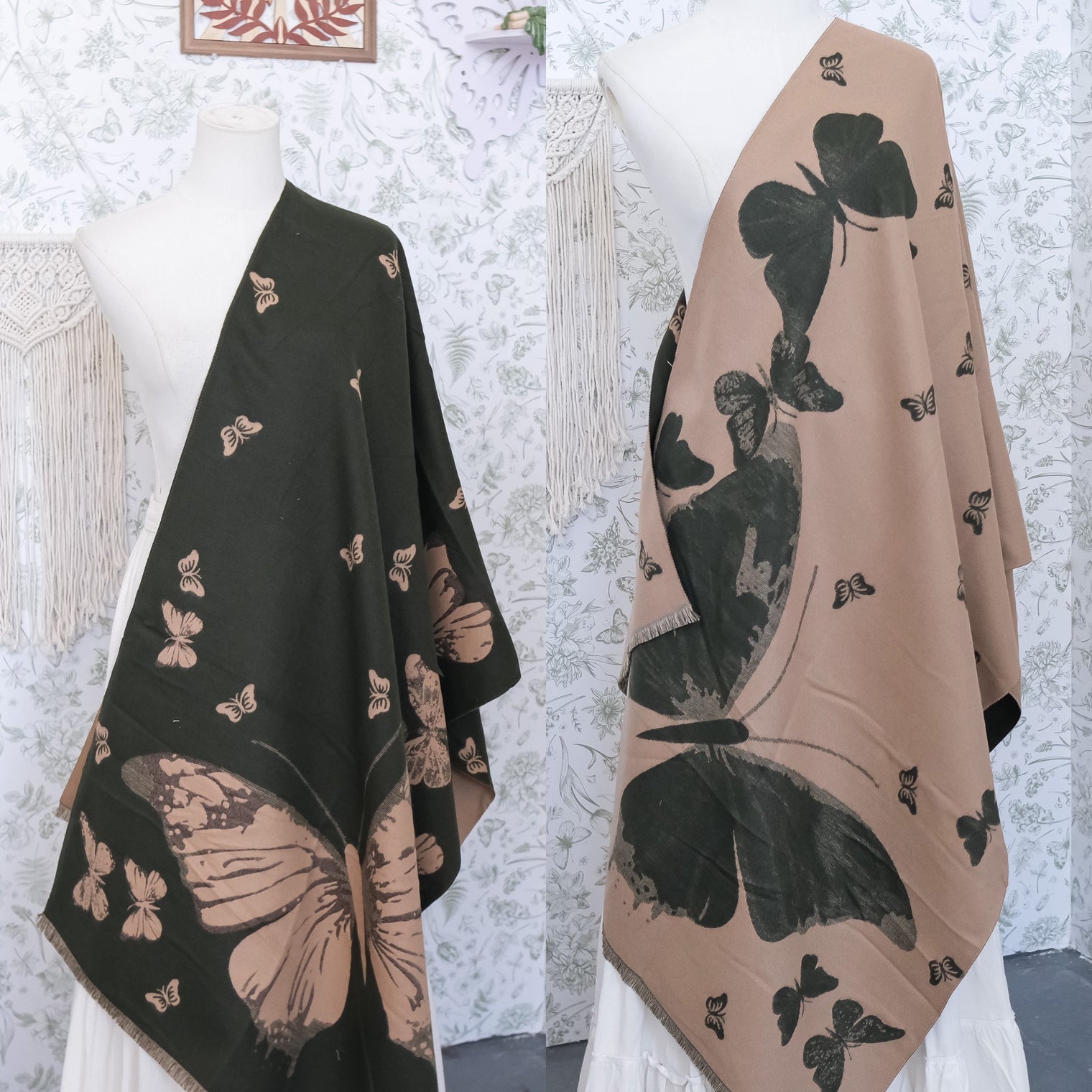 Reversible Butterfly Boho Long Oversized Shawls