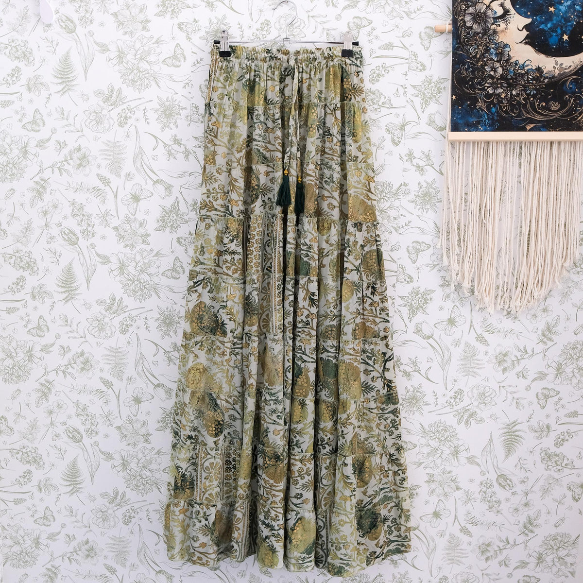 Bohemian Vintage Style Long Ruffle Skirt