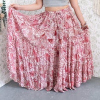 Bohemian Vintage Style Long Ruffle Skirt