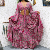 Ethereal Paisley Skirt with Ruffle Sleeve Top