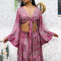 Ethereal Paisley Skirt with Ruffle Sleeve Top