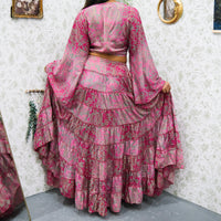 Ethereal Paisley Skirt with Ruffle Sleeve Top