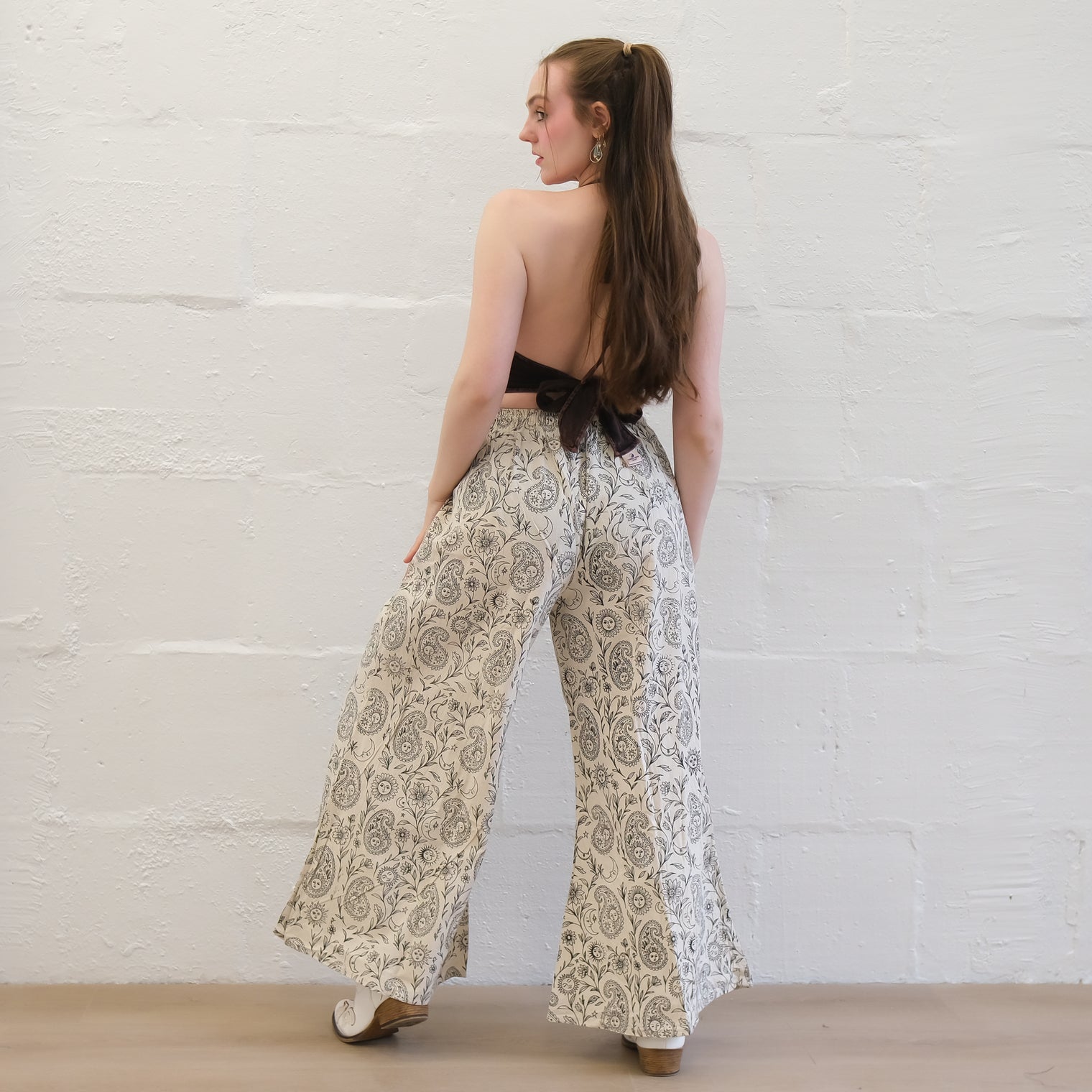 Flowy Paisley Boho Cotton Wide Leg Pants