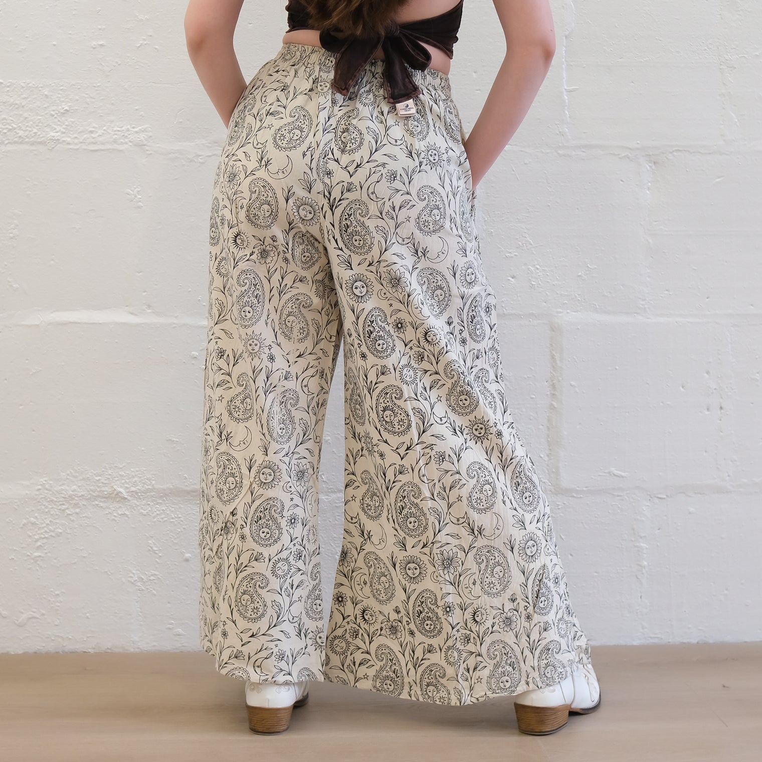 Flowy Paisley Boho Cotton Wide Leg Pants