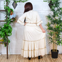 Bohemian Embroidery Skirt with Ruffle Sleeve Top