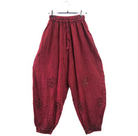 Embroidered Cotton Baggy Pants