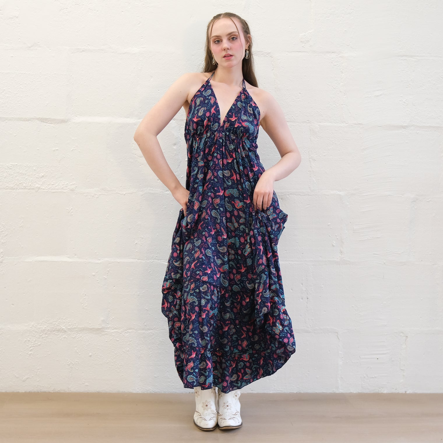 Boho Goddess Maxi Tiered  Backless Dress