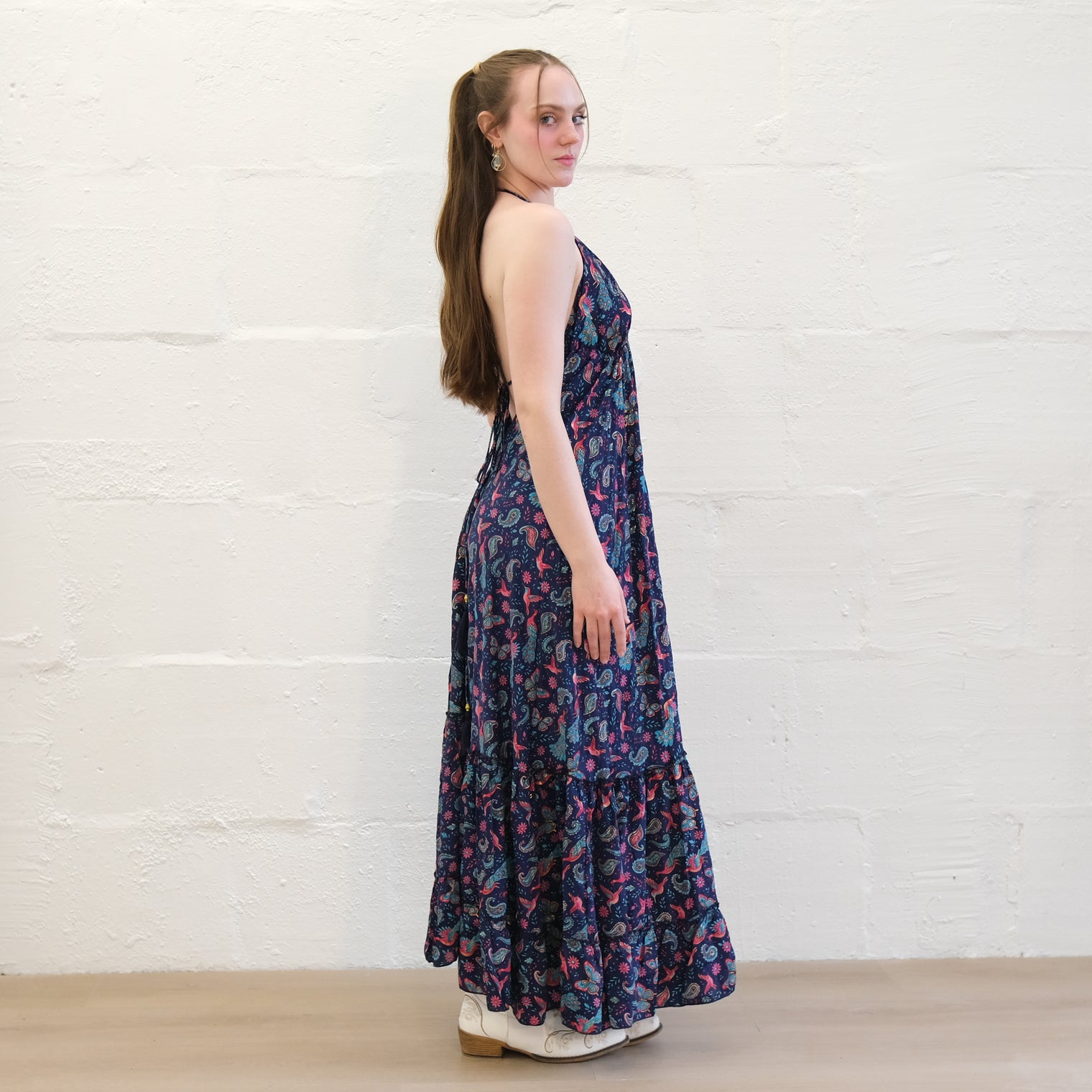 Boho Goddess Maxi Tiered  Backless Dress