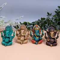 5 inches Ganesha Resin Statue, Handcarved Vintage Ganesh Stautue, Good Luck, New Beginnings,Elephant God,Brown Lord Ganesha Statue