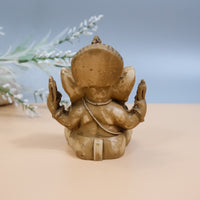 5 inches Ganesha Resin Statue, Handcarved Vintage Ganesh Stautue, Good Luck, New Beginnings,Elephant God,Brown Lord Ganesha Statue