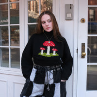 Fairycore Mushroom Knit Crop Sweater