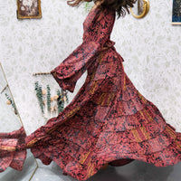 Ethereal Paisley Skirt with Ruffle Sleeve Top