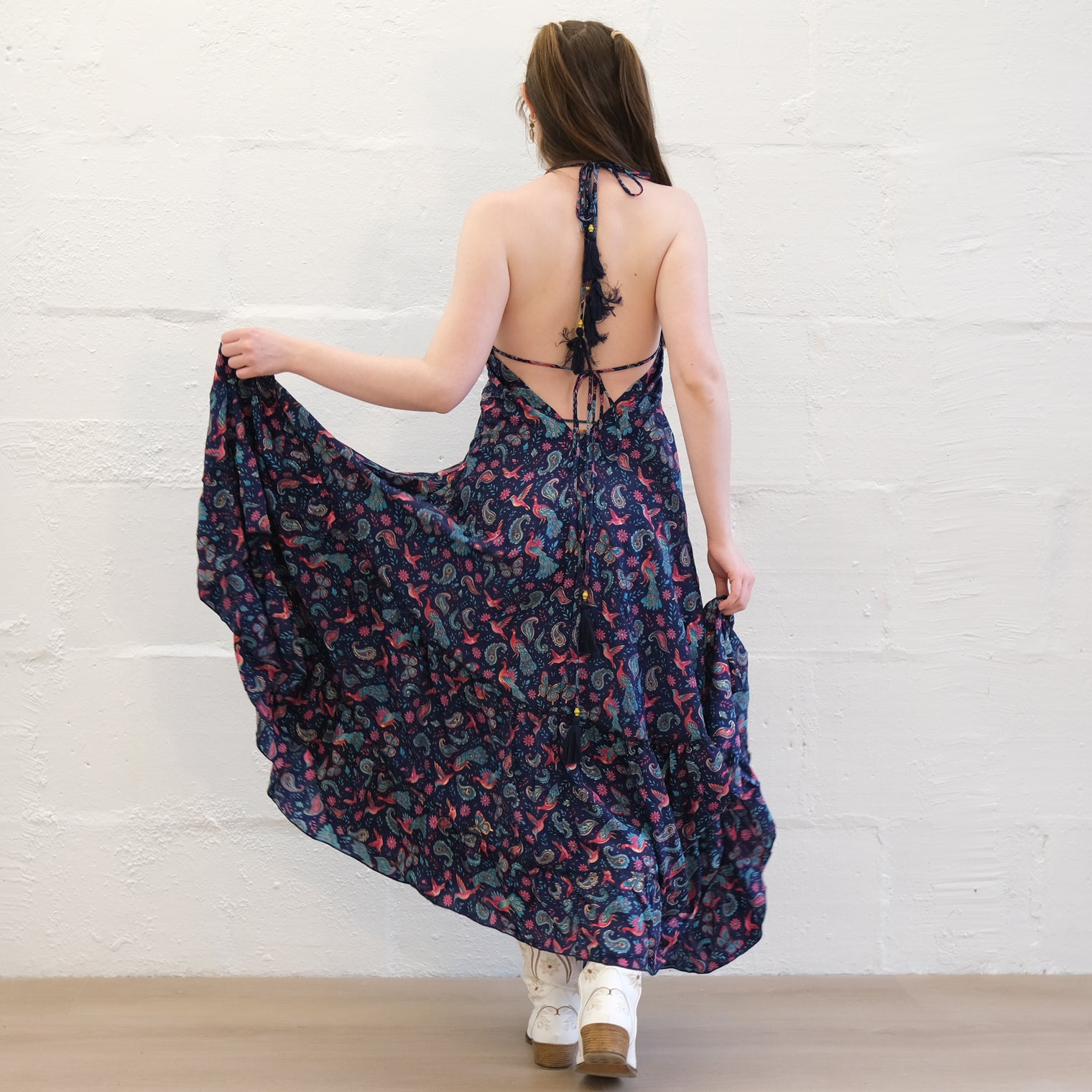 Boho Goddess Maxi Tiered  Backless Dress