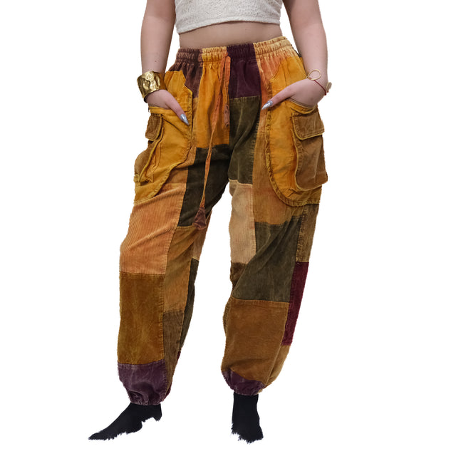 Patch Corduroy Baggy Pants