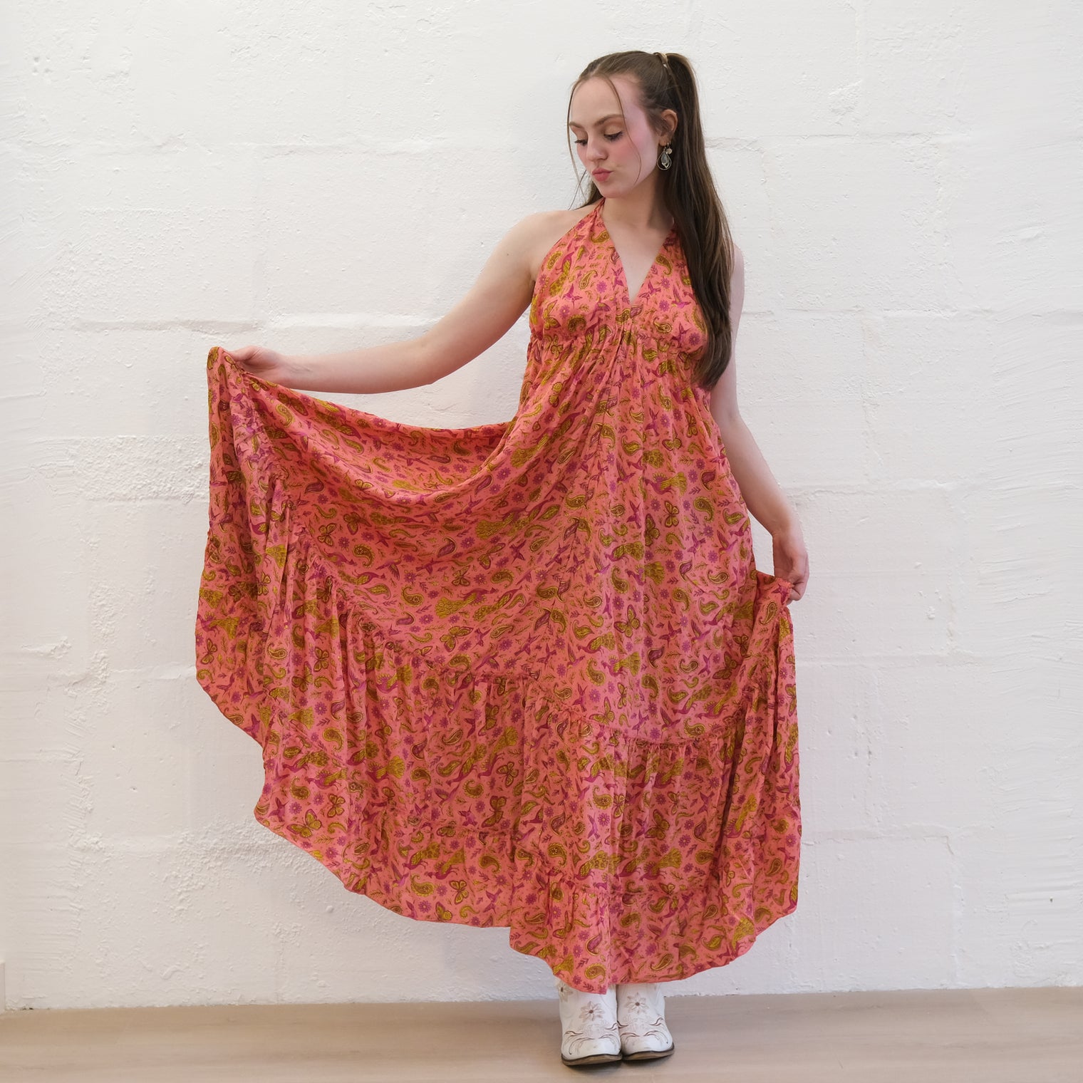 Boho Goddess Maxi Tiered  Backless Dress