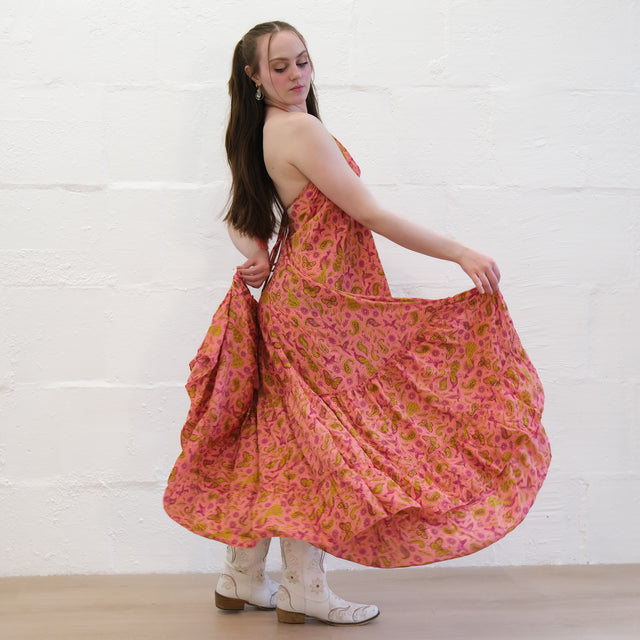 Boho Goddess Maxi Tiered  Backless Dress