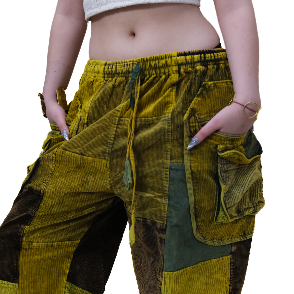 Patch Corduroy Baggy Pants