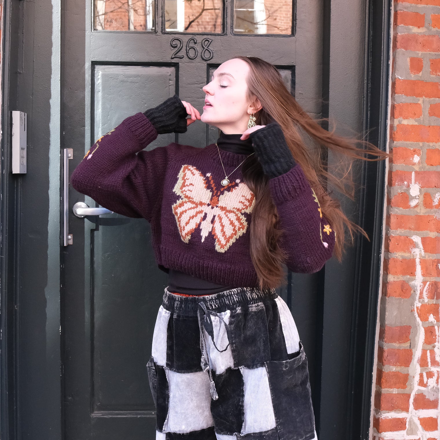 Butterfly Meadow Knit Crop Sweater