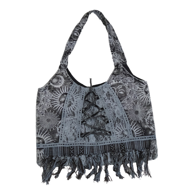 Celestial Sun & Moon Lace Fringe Bag