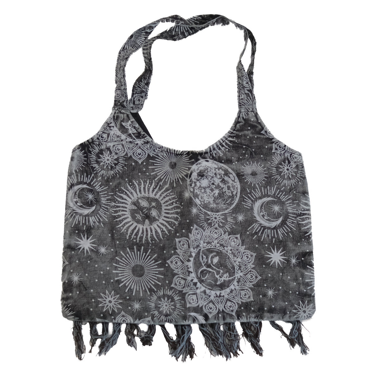 Celestial Sun & Moon Lace Fringe Bag