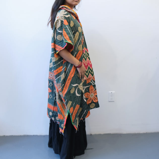 Kantha Upcycled Reversible Oversized Ponchos
