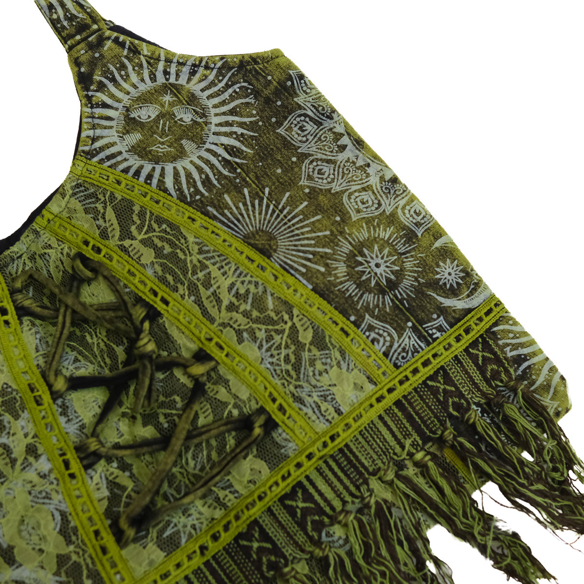 Celestial Sun & Moon Lace Fringe Bag