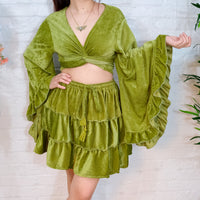 Flowy Velvet Mini Skort with Pockets