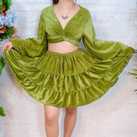 Flowy Velvet Mini Skort with Pockets
