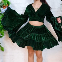 Flowy Velvet Mini Skort with Pockets